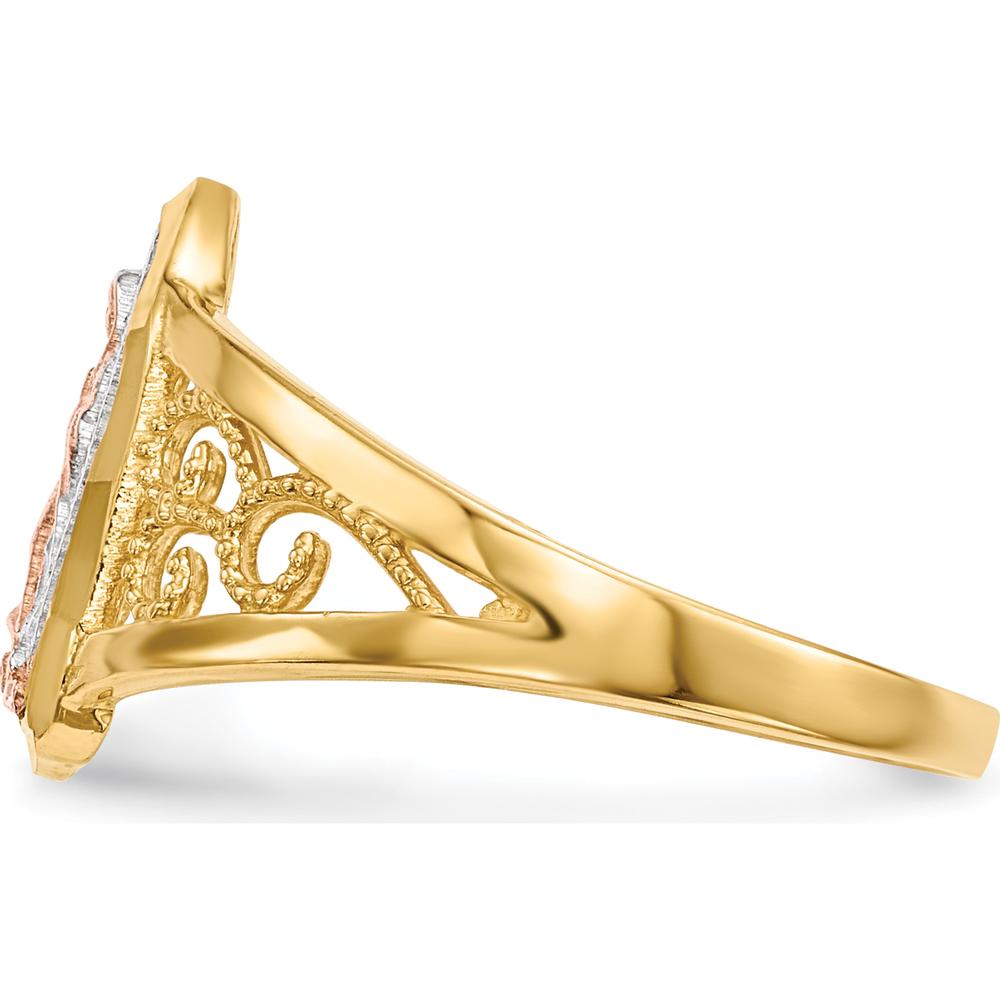 14K Two-Tone Gold Lady of Guadalupe Ring with Rose Gold and Rhodium Plating by 0