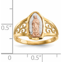 14K Two-Tone Gold Lady of Guadalupe Ring with Rose Gold and Rhodium Plating by 0