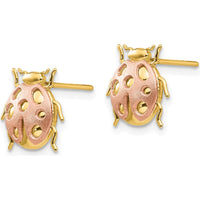 14K Two-Tone Gold Ladybug Post Earrings - Polished Finish, Button Style by Oro Pregiato