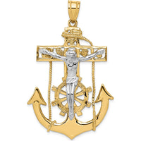 14K Two-Tone Gold Large Mariners Crucifix Pendant - 56mm x 30mm by Oro Pregiato