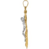 14K Two-Tone Gold Large Mariners Crucifix Pendant - 56mm x 30mm by Oro Pregiato