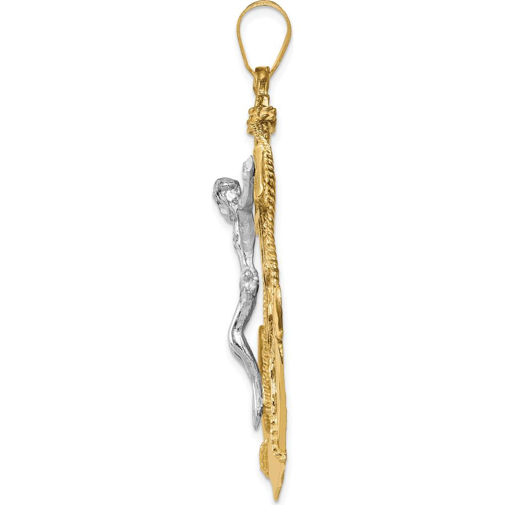 14K Two-Tone Gold Large Mariners Crucifix Pendant - 56mm x 30mm by Oro Pregiato