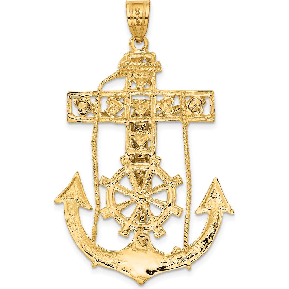 14K Two-Tone Gold Large Mariners Crucifix Pendant - 56mm x 30mm by Oro Pregiato