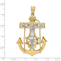 14K Two-Tone Gold Large Mariners Crucifix Pendant - 56mm x 30mm by Oro Pregiato