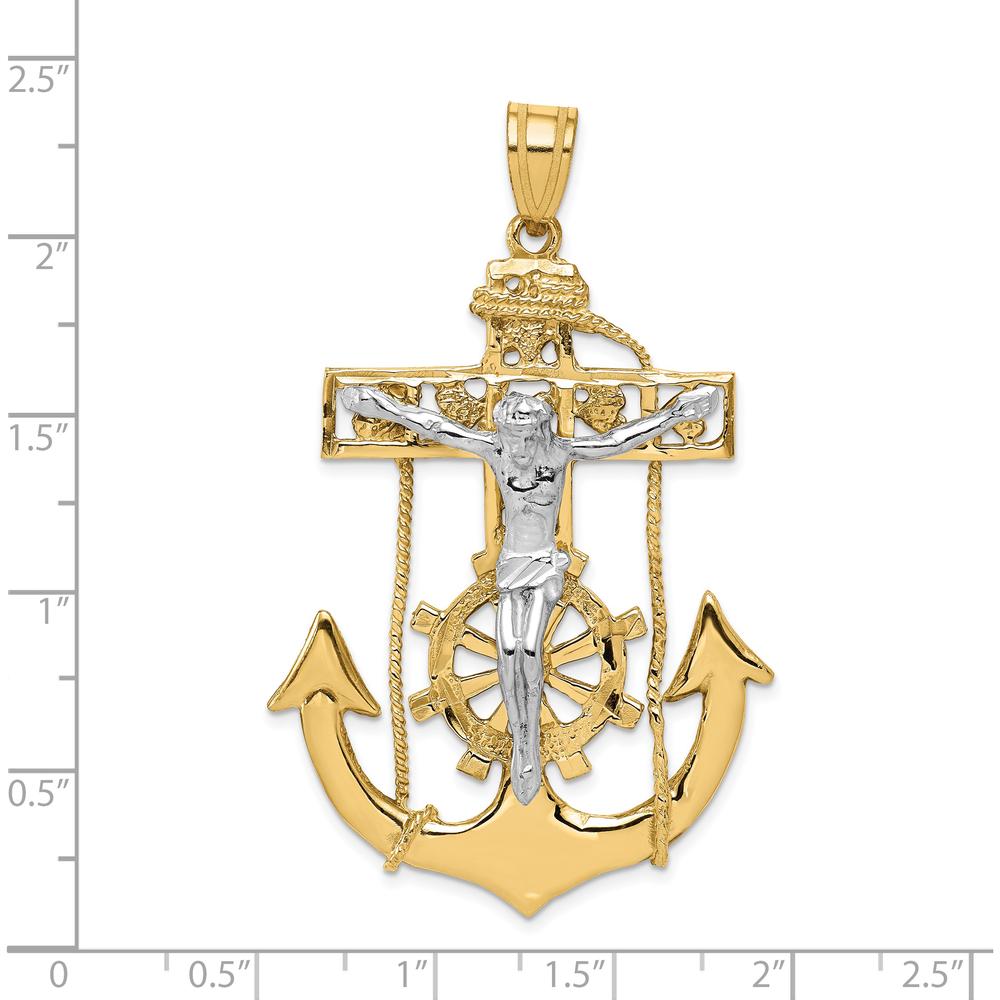 14K Two-Tone Gold Large Mariners Crucifix Pendant - 56mm x 30mm by Oro Pregiato