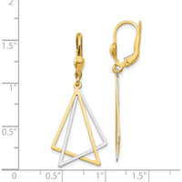 14K Two-Tone Gold Leverback Drop Earrings with Geometric Triangular Design by 0