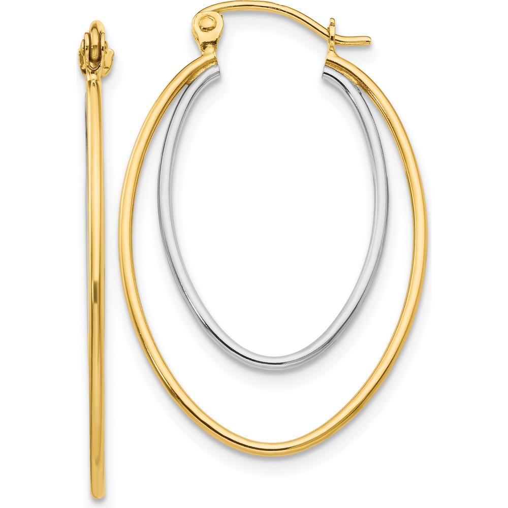 14K Two Tone Gold Lightweight Hoop Earrings - 21mm Length by 0