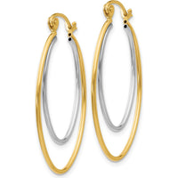 14K Two Tone Gold Lightweight Hoop Earrings - 21mm Length by 0
