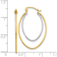 14K Two Tone Gold Lightweight Hoop Earrings - 21mm Length by 0