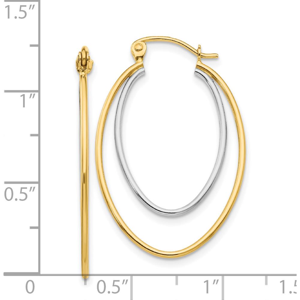 14K Two Tone Gold Lightweight Hoop Earrings - 21mm Length by 0