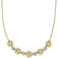 14K Two-Tone Gold Love Knot & Diamond-Cut Beads 18" Necklace by 0