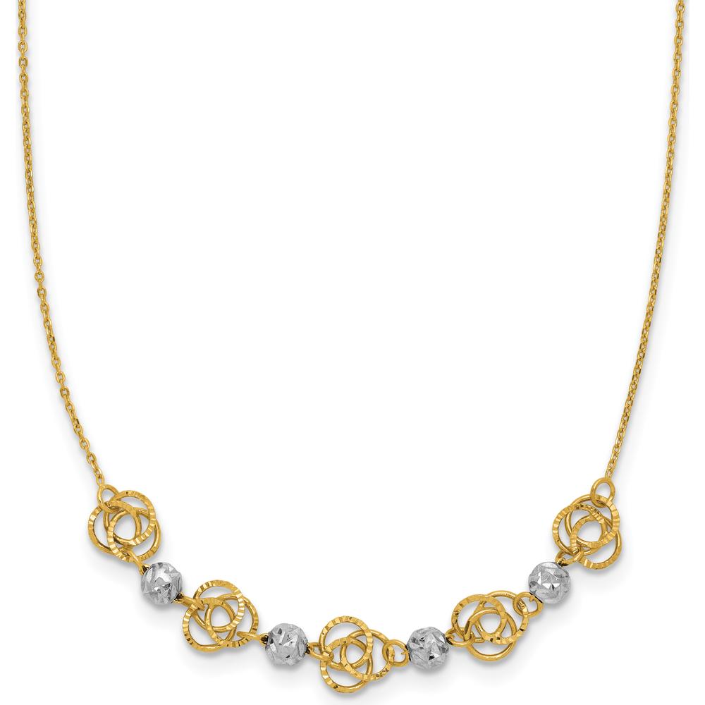 14K Two-Tone Gold Love Knot & Diamond-Cut Beads 18" Necklace by 0