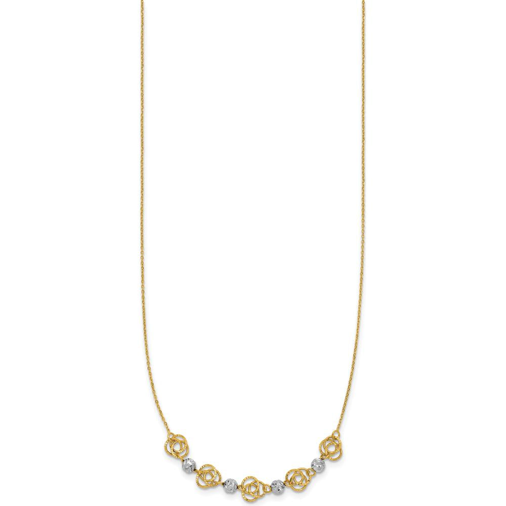 14K Two-Tone Gold Love Knot & Diamond-Cut Beads 18" Necklace by 0