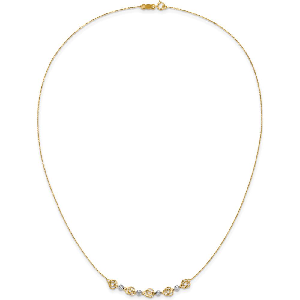 14K Two-Tone Gold Love Knot & Diamond-Cut Beads 18" Necklace by 0