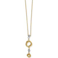 14K Two-Tone Gold Love Knot Pendant Necklace with Diamond-Cut Beads - 18" by 0