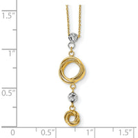 14K Two-Tone Gold Love Knot Pendant Necklace with Diamond-Cut Beads - 18" by 0