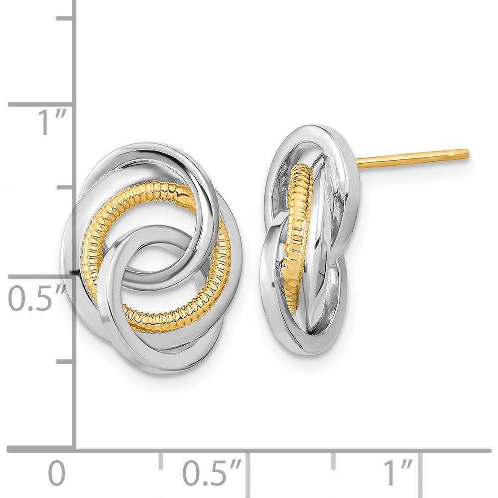 14K Two-Tone Gold Love Knot Post Earrings - Polished & Textured Design by 0