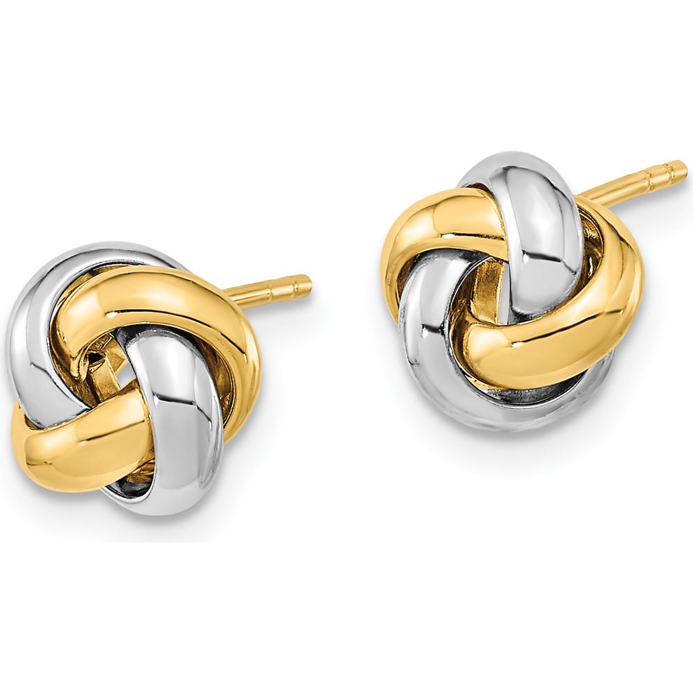 14K Two-Tone Gold Love Knot Post Earrings - Polished Finish by 0