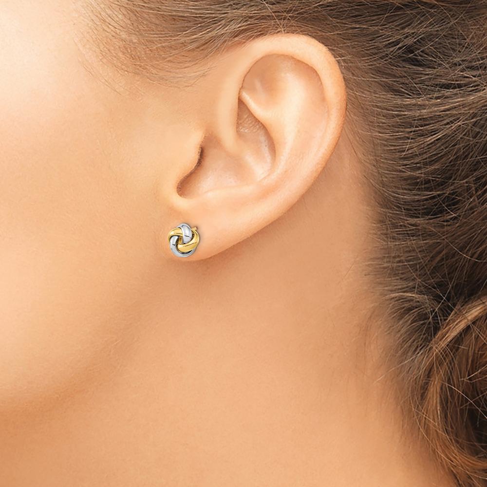 14K Two-Tone Gold Love Knot Post Earrings - Polished Finish by 0