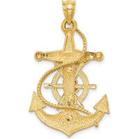 14K Two-Tone Gold Mariner Crucifix Pendant with Diamond-cut Finish by Oro Pregiato