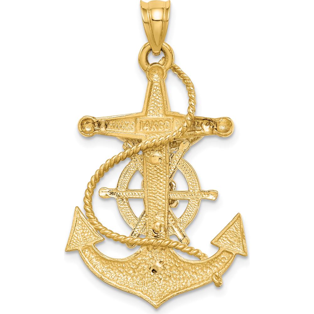 14K Two-Tone Gold Mariner Crucifix Pendant with Diamond-cut Finish by Oro Pregiato