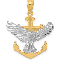 14K Two-Tone Gold Mariners Cross with Eagle Pendant - 35mm x 28mm by Oro Pregiato