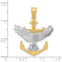 14K Two-Tone Gold Mariners Cross with Eagle Pendant - 35mm x 28mm by Oro Pregiato