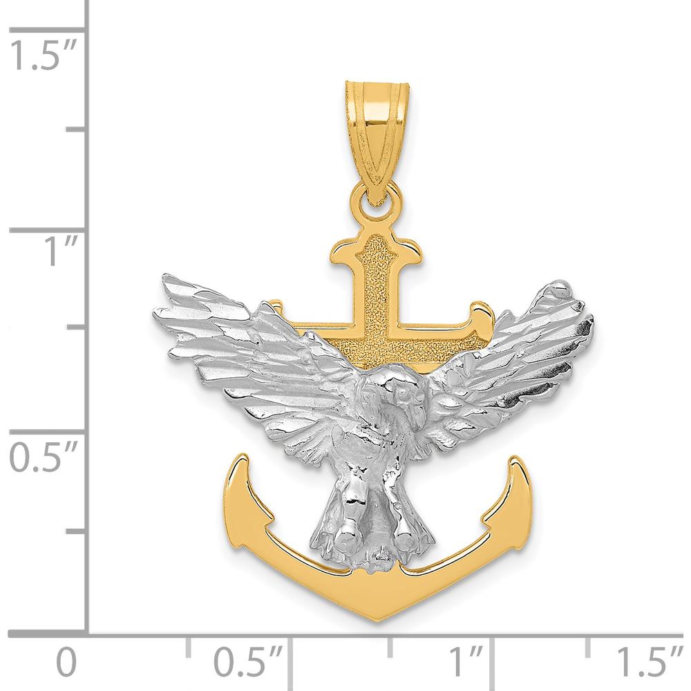 14K Two-Tone Gold Mariners Cross with Eagle Pendant - 35mm x 28mm by Oro Pregiato
