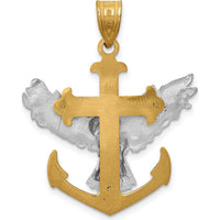 14K Two-Tone Gold Mariners Cross with Eagle Pendant - 35mm x 28mm by Oro Pregiato