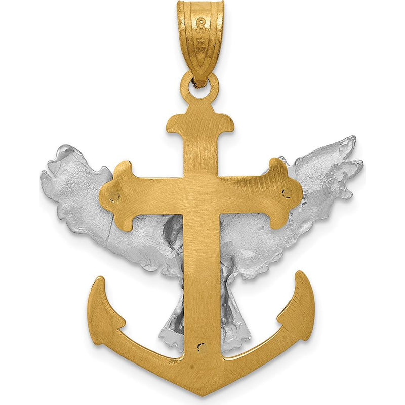 14K Two-Tone Gold Mariners Cross with Eagle Pendant - 35mm x 28mm by O ...