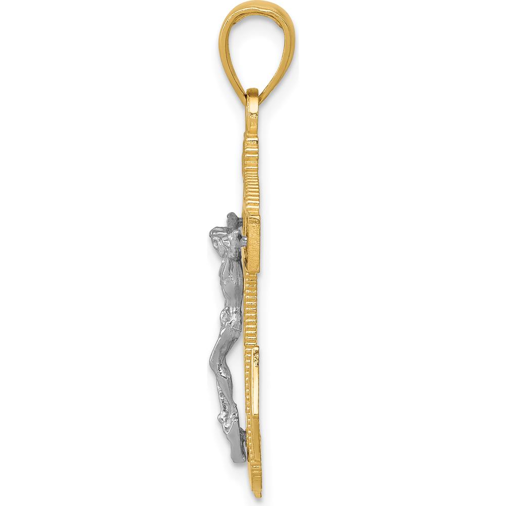 14K Two-Tone Gold Mariners Crucifix Pendant - 33mm Length, 19mm Width by Oro Pregiato