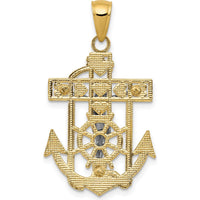 14K Two-Tone Gold Mariners Crucifix Pendant - 33mm Length, 19mm Width by Oro Pregiato