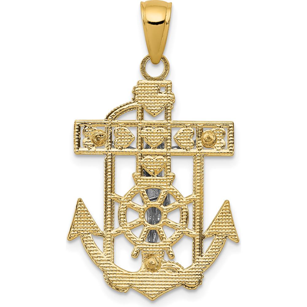 14K Two-Tone Gold Mariners Crucifix Pendant - 33mm Length, 19mm Width by Oro Pregiato