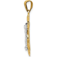 14K Two-Tone Gold Mariners Crucifix Pendant with Diamond-cut Detailing - 28mm Length by Oro Pregiato
