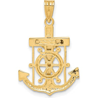 14K Two-Tone Gold Mariners Crucifix Pendant with Diamond-cut Detailing - 28mm Length by Oro Pregiato