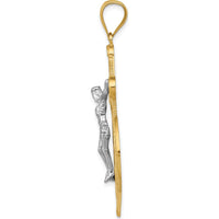 14K Two-Tone Gold Mariners Crucifix Pendant with Ornate Milgrain Design - 44mm Length by Oro Pregiato