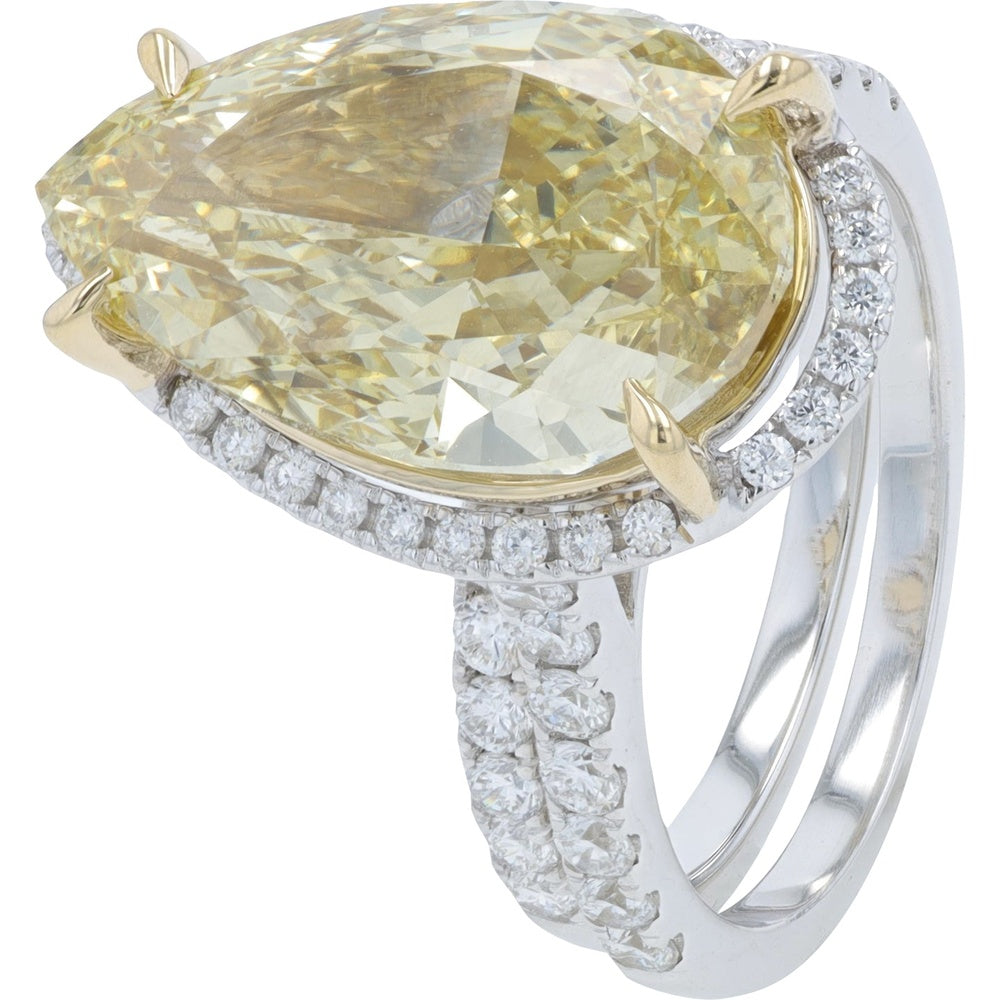 14K Two-Tone Gold Marquise-Cut Lab-Grown Yellow Diamond Halo Bridal Set - 9.00 Carat Total Diamond Weight