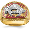 14K Two-Tone Gold Masonic Shriner's Ring with Multi-Color Enamel Detail - 16.5mm Band Width