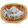 14K Two-Tone Gold Masonic Shriner's Ring with Multi-Color Enamel Detail - 16.5mm Band Width