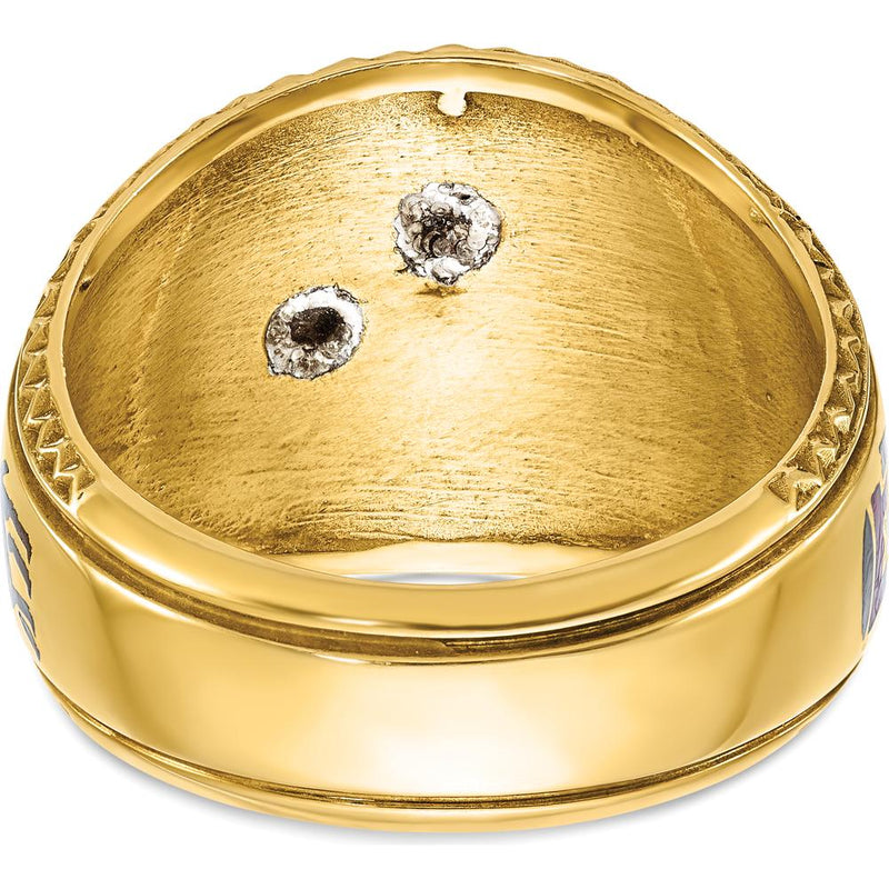 14K Two-Tone Gold Masonic Shriner's Ring with Multi-Color Enamel Detail - 16.5mm Band Width