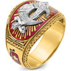 14K Two-Tone Gold Masonic Shriner's Ring with Multi-Color Enamel Detail - 16.5mm Band Width