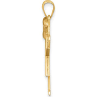 14K Two-Tone Gold Medium Girl Pendant with Bow - Engravable Charm by Oro Pregiato