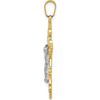 14K Two-Tone Gold Medium Lacy-Edge INRI Crucifix Pendant by Oro Pregiato