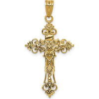 14K Two-Tone Gold Medium Lacy-Edge INRI Crucifix Pendant by Oro Pregiato