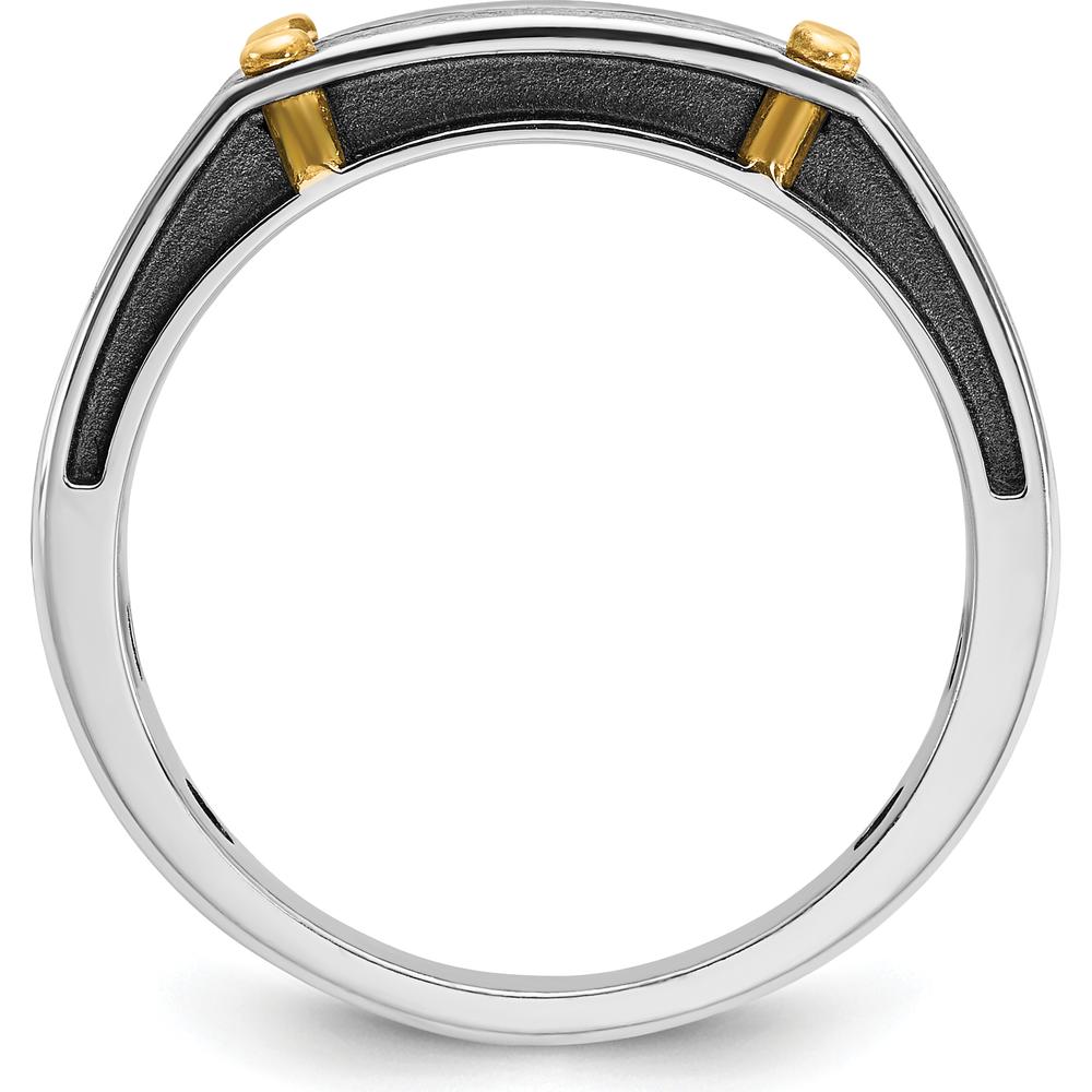 14K Two-Tone Gold Men’s Polished Satin and Grooved Band with 5 Round Diamonds - 0.25 Carats Total Diamond Weight by IBGoodman