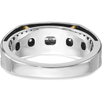 14K Two-Tone Gold Men’s Polished Satin and Grooved Band with 5 Round Diamonds - 0.25 Carats Total Diamond Weight by IBGoodman