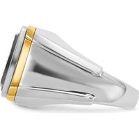 14K Two-Tone Gold Men's 3/4 Carat Black and White Diamond Square Cluster Ring by IBGoodman
