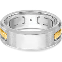 14K Two-Tone Gold Men's 3-Stone Diamond Band Ring - 1/6 Carats Total Diamond Weight by IBGoodman