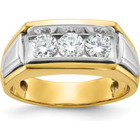 14K Two-Tone Gold Men's 3-Stone Diamond Ring - 1 Carat Total Weight by IBGoodman