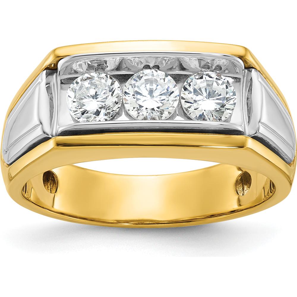 14K Two-Tone Gold Men's 3-Stone Diamond Ring - 1 Carat Total Weight by IBGoodman